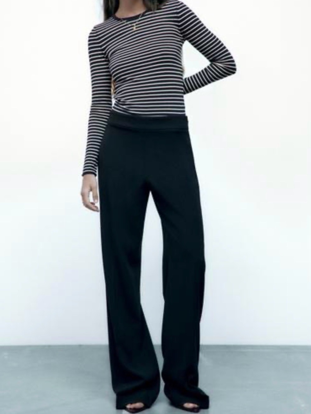 NWT Zara side zip Classic Wide-Leg Womens Pants in Black